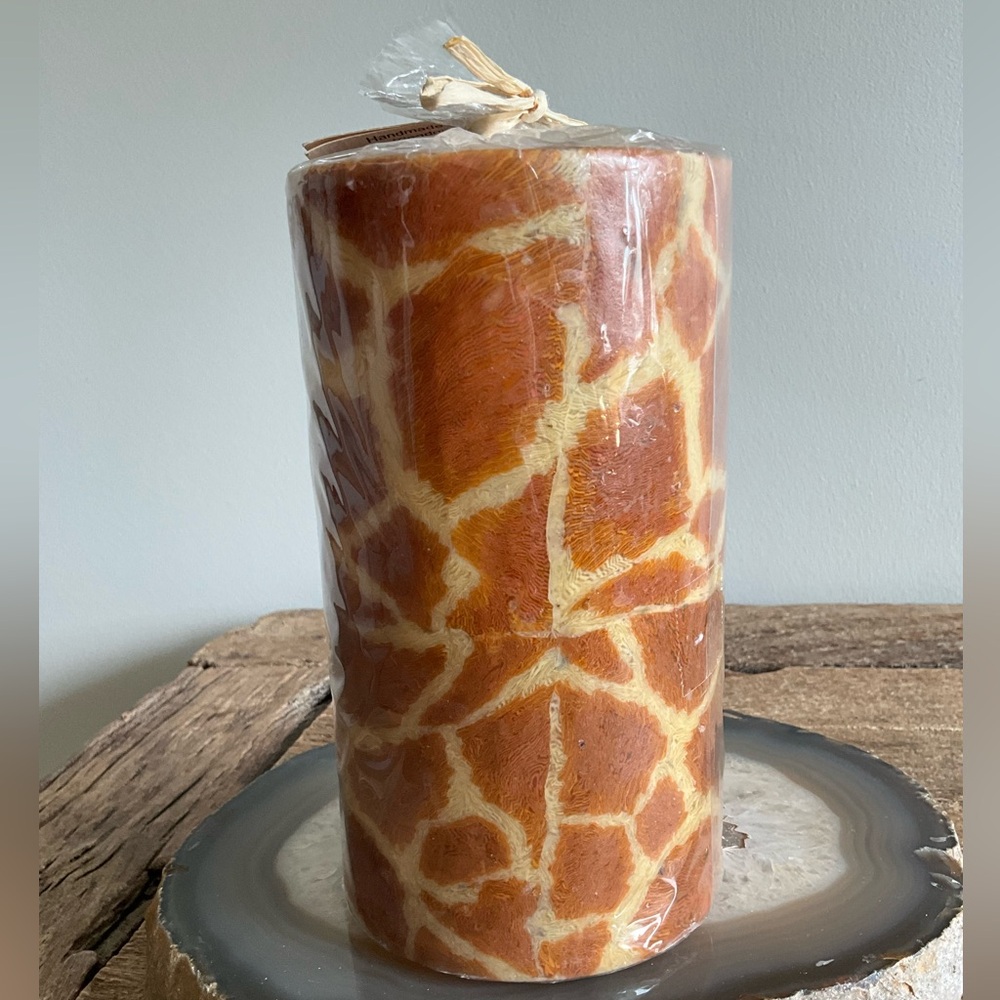 NEW Giraffe Design Column Candle Nature Animal Handmade